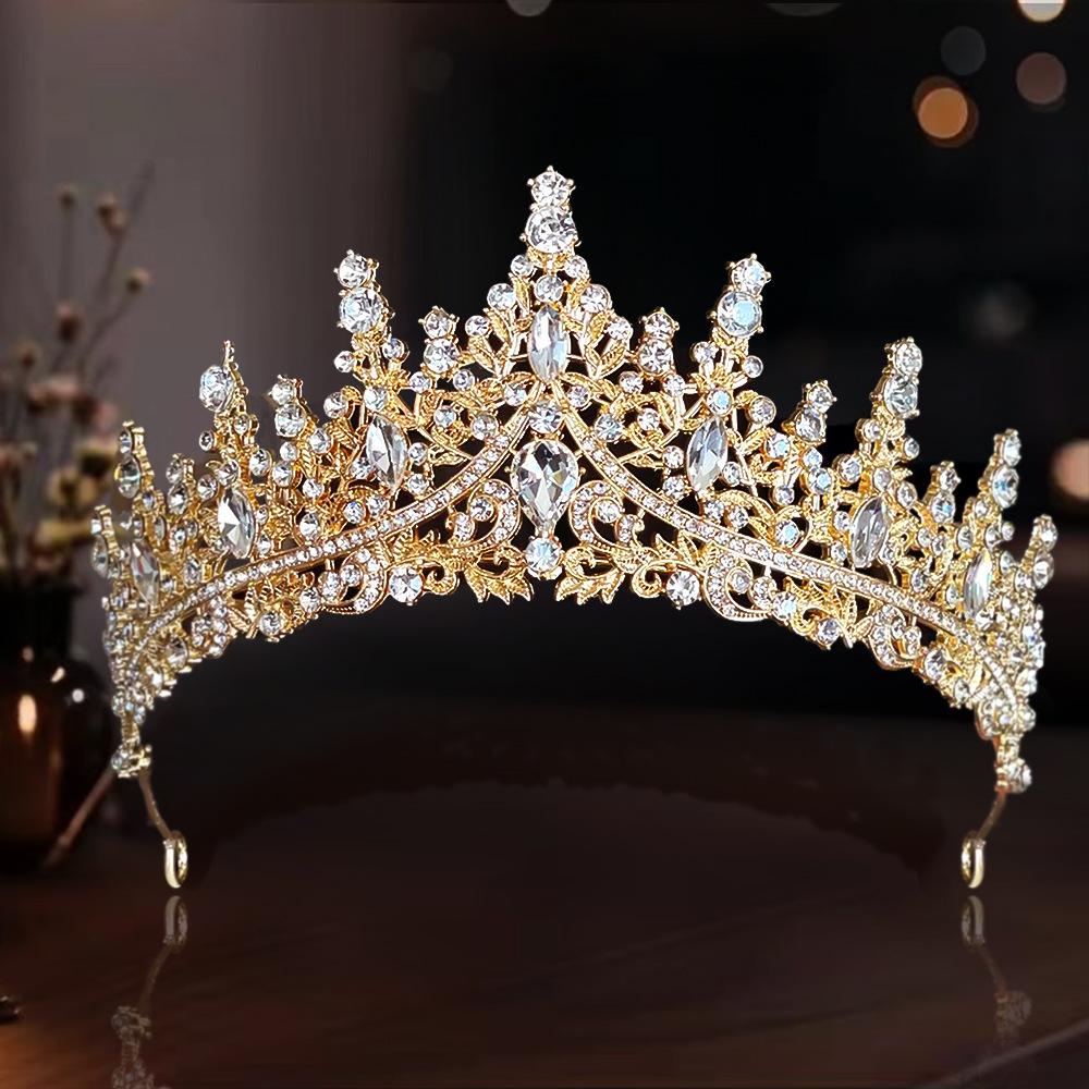 Bride Crown Wedding Dress  Party Crown Birthday Performance Carnival  Crystal Hair Accessory