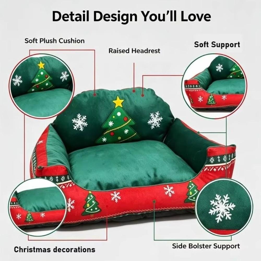 Washable Christmas Pet Sofa Bed Soft Plush Warm Cat House Pet Sleeping Bed Balcony