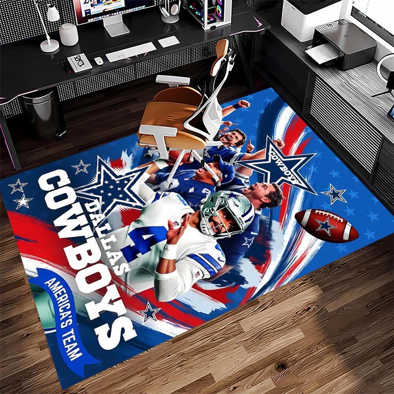 Dallas Cowboys Print Area Rug - Soft, Washable Non-Slip Indoor Mat for Office Chairs, Living Room, Home Office Decorative Rug
