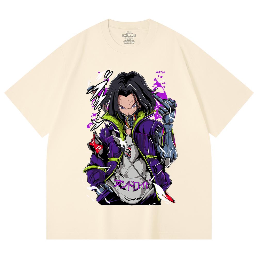 

230 Gsm 100% Cotton Dragon Ball V23 Android Print Unisex Heavy Cotton T Shirt XS абрикосовый