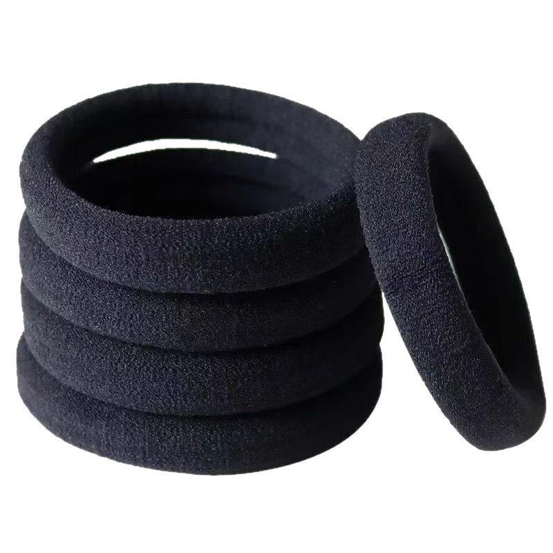 Classic Black 4CM High Elastic Seamless Hair Band - Durable, Traceless Hair Accessory for Women