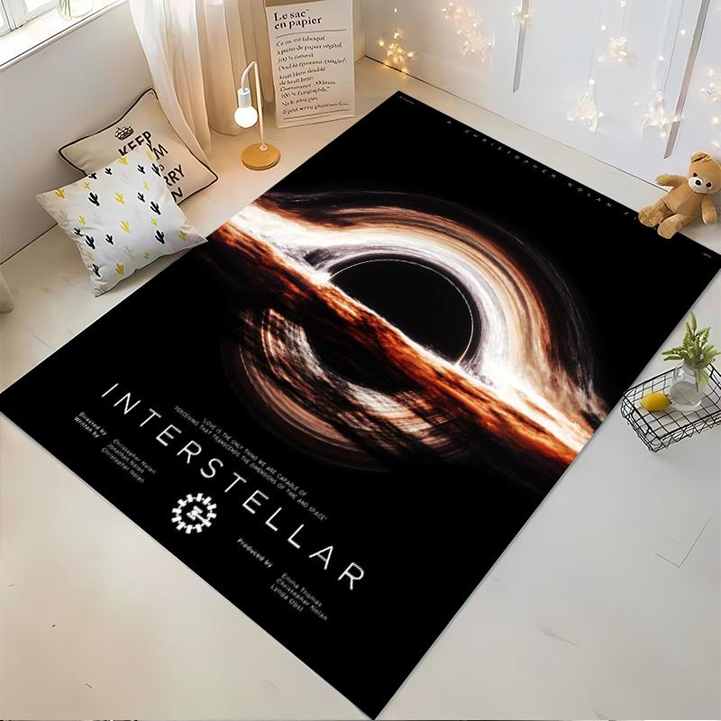 "Interstellar Movie Poster Art with Black Hole - Non-slip rug suitable for living room and bedroom sofas sofas"
