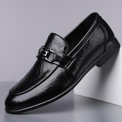 Fashion Men Leather Casual Shoes Men Spring Loafers Slip On Business Leather Shoes Classic Moccasins Breathable Shoes All-match Flats