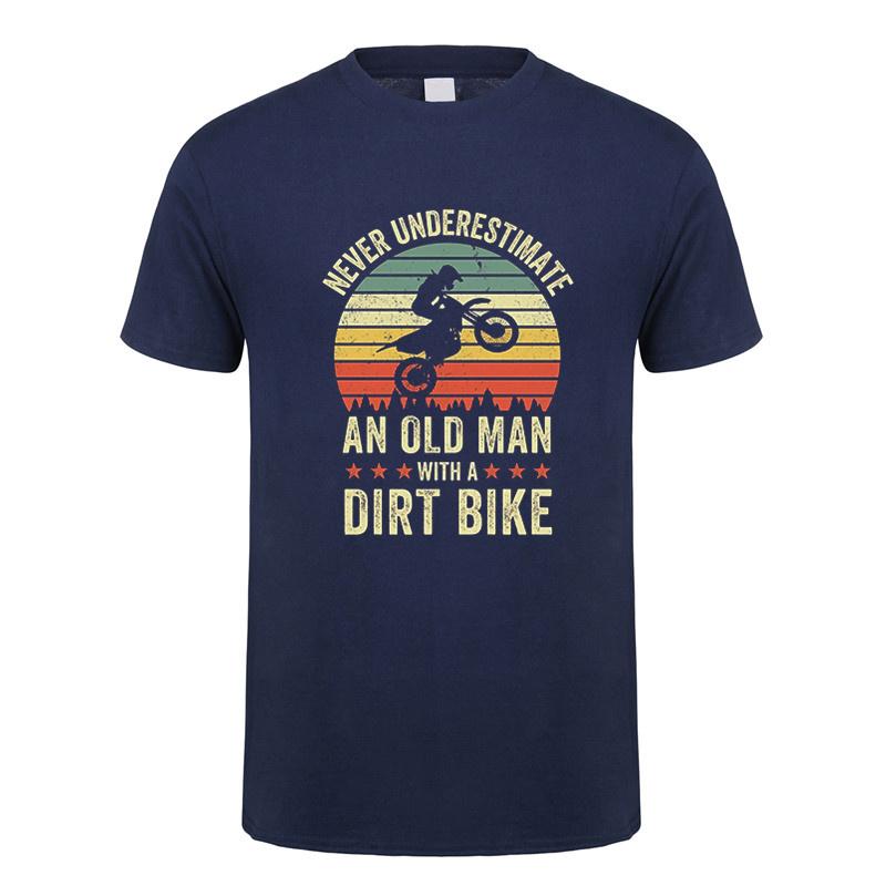 Never Underestimate An Old Unisex With A Dirt Bike Riders Tshirt Unisex Short Sleeve Cotton Tshirts Gift Tees Unisex Tops Dy300