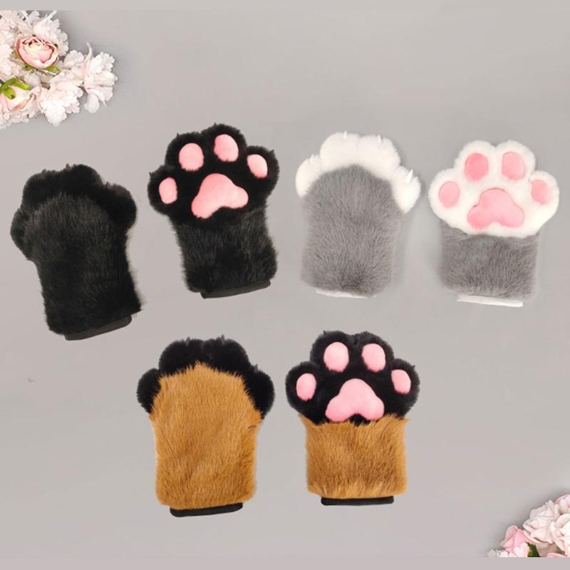 Furry Cats Paws Gloves With Realistic Design And Soft Inner Lining For Cosplay And Daily Wear Anime Event Fursuit Props