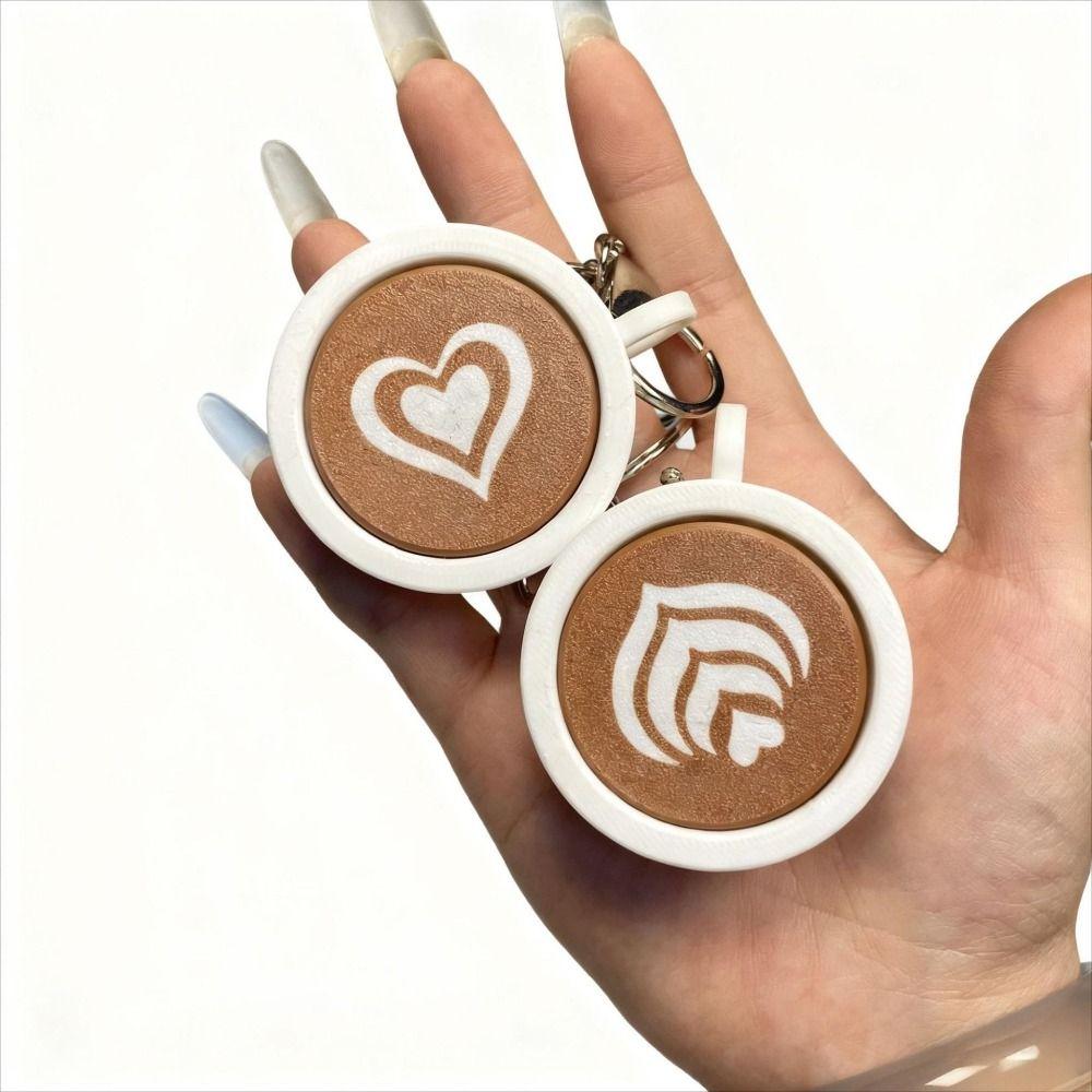 Simulation Clicker Key Chain 3D Printed Coffee Calming Keychain Finger Button Pendant Bag Pendant
