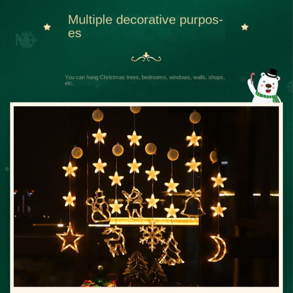 LED Christmas Sucker Light Fairy String Lights Hanging Lamp 2024 Star Lamp  Holiday Wedding Party