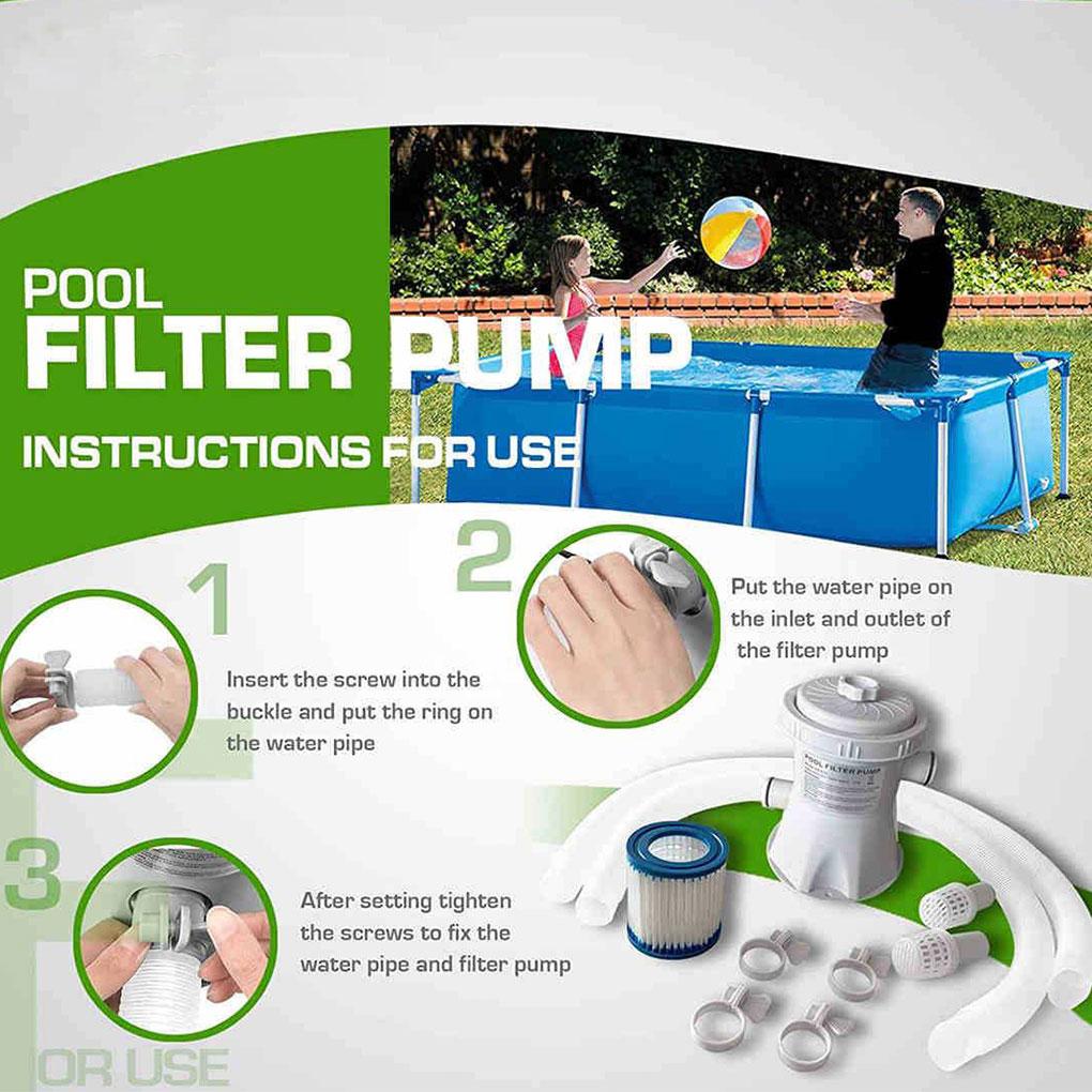 300GPH Swimming Pool Filter Pump Above Ground Swimming Pool Cleaner Electric Water Pump Improve Circulation EU Filter Pump