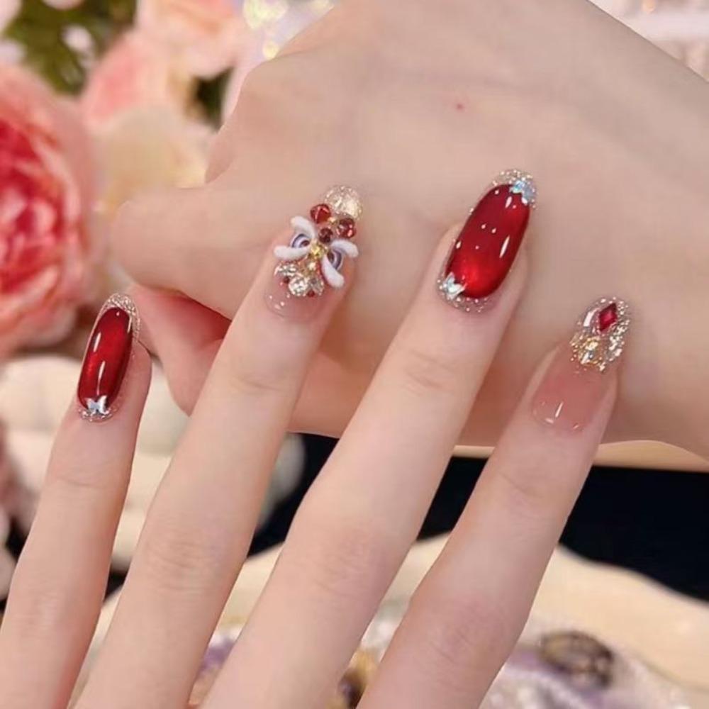 2026 New Year's Wear Nail Lion Nail Art Pure Handmade Cat's Eye Nail Art Handmade Fake Nail Patch Removable