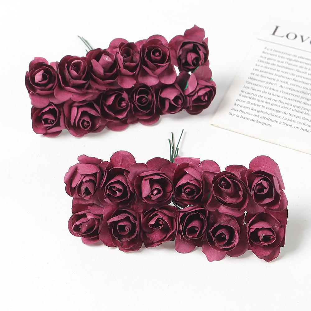 144Pcs Artificial Rose Bouquets Paper Fake Flowers Home Room Decor Wedding Decoration Christmas Navidad 2025 New Year DIY Wreath