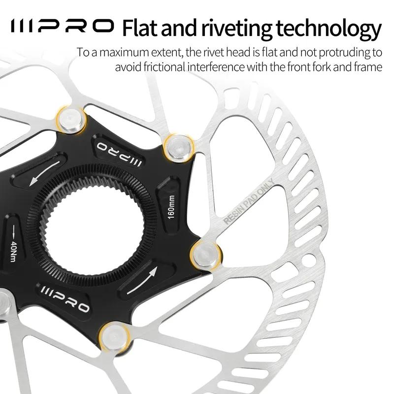 IIIPRO Ultra-Light Bicycle Brake Rotor 140/160mm Hollow High-Strength Steel MTB/Road Bike 6 Bolts/Center Lock Disc Brake Rotors