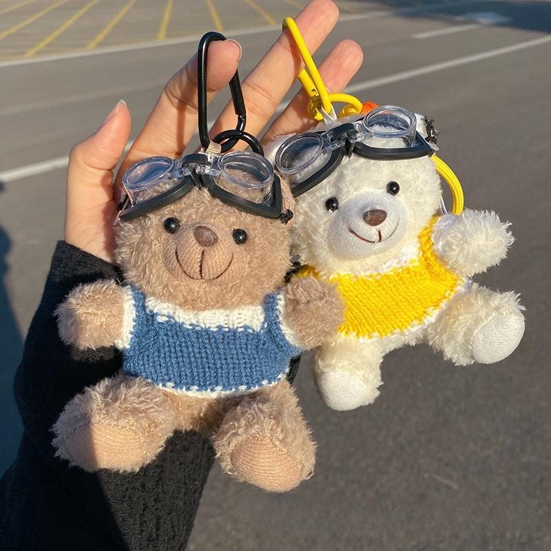 Ins Internet Celebrity Pilot Teddybär Plüsch Anhänger Kreative Puppe Niedliche Bär Puppe Schlüsselbund Tasche Hängendes Geschenk