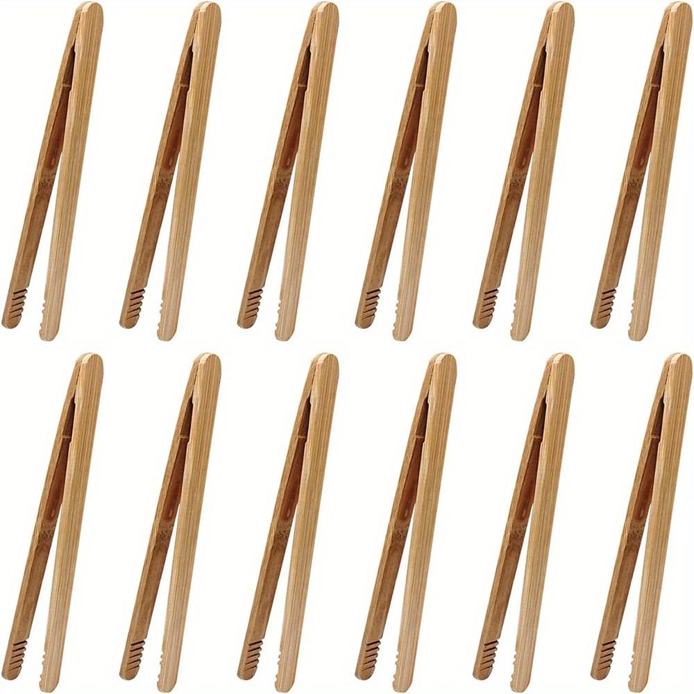 

12pcs High-Quality Bamboo Tongs, 7-Inch - Sturdy & Durable for Serving Toast, Cheese, Fruits, Salad | Lightweight, Easy Grip