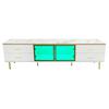 TV Cabinet with LED Light 4 Drawers Spacious Countertop High-Gloss Television Stand Painting Mid Century Modern Living Room Furniture Console