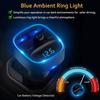 Bluetooth 5.0 Dual USB Port Charging Hands-free Calling Blue LED Light Fast Charging FM Transmitter Car Adapter Car Accessories