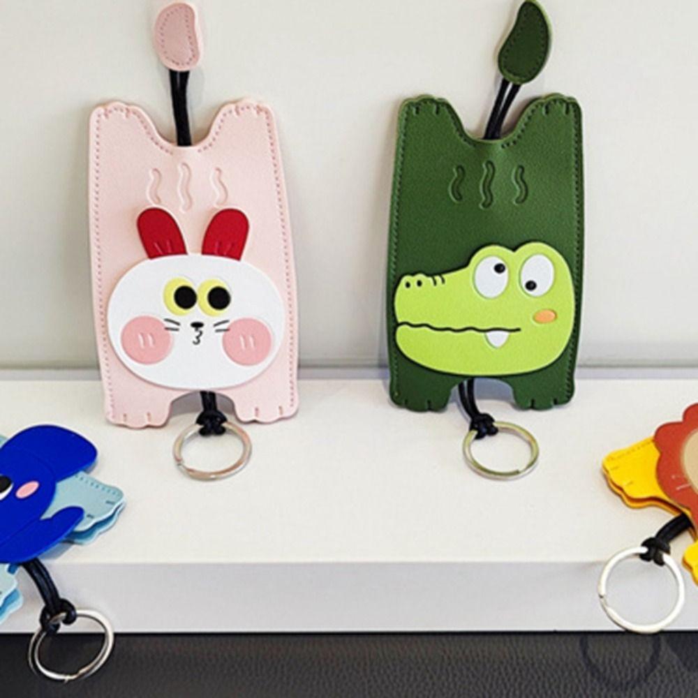 Anti-lost Leather Keychain DIY Charms Lion Key Rings Fashion Cartoon Key Holder  Bag Charm