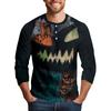 Men's Halloween Printed  Collar Three-Quarter Sleeve