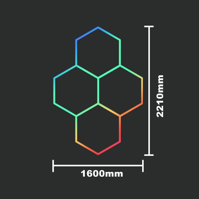 1-14 Holes RGB Hexagon Garage Light 110-265V Honeycomb LED Lights APP Control  Car Wash Repair Lamps Decor Ceiling Lighting
