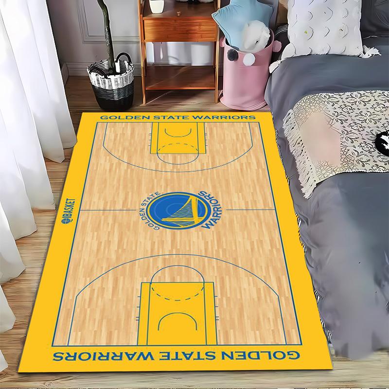 Tappeto con motivo del campo da basket dei Golden State Warriors per Decorazione della Casa Adatto per l'uso come antiscivolo per soggiorno camera da letto divani