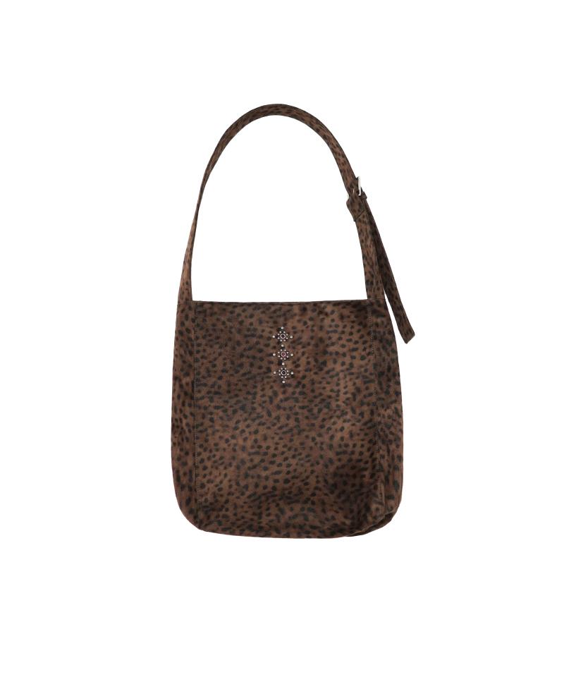 Kookeesee Suede Studded Shoulder Bag (Leopard)
