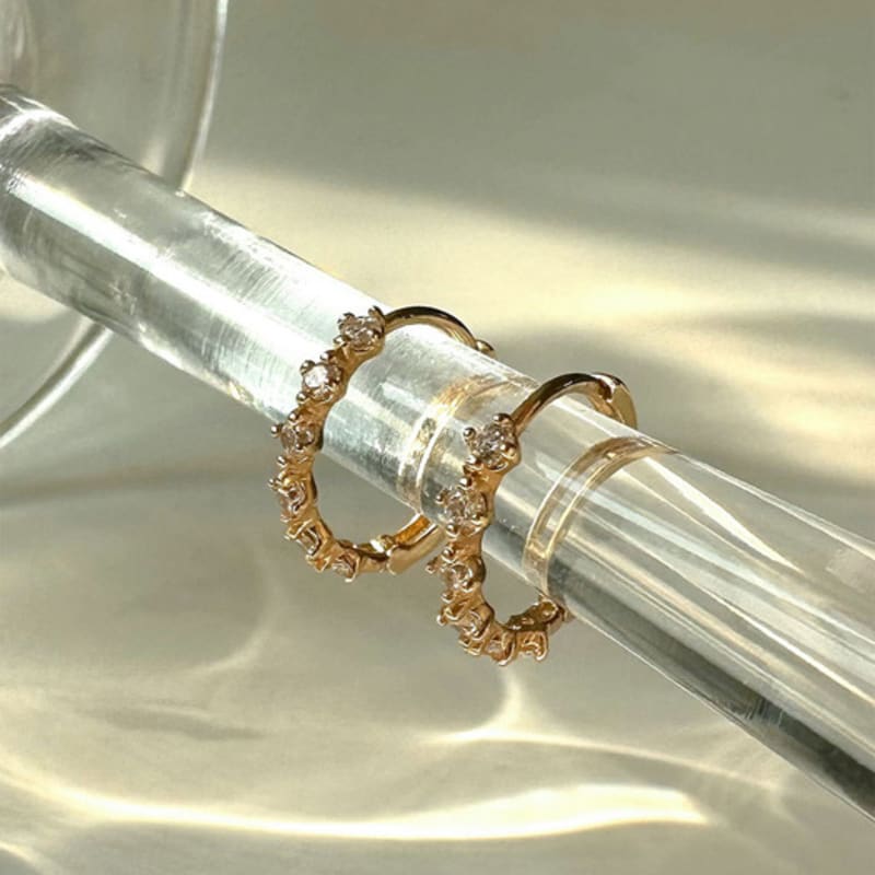 youngglow 14k shine cubic one touch ring earring