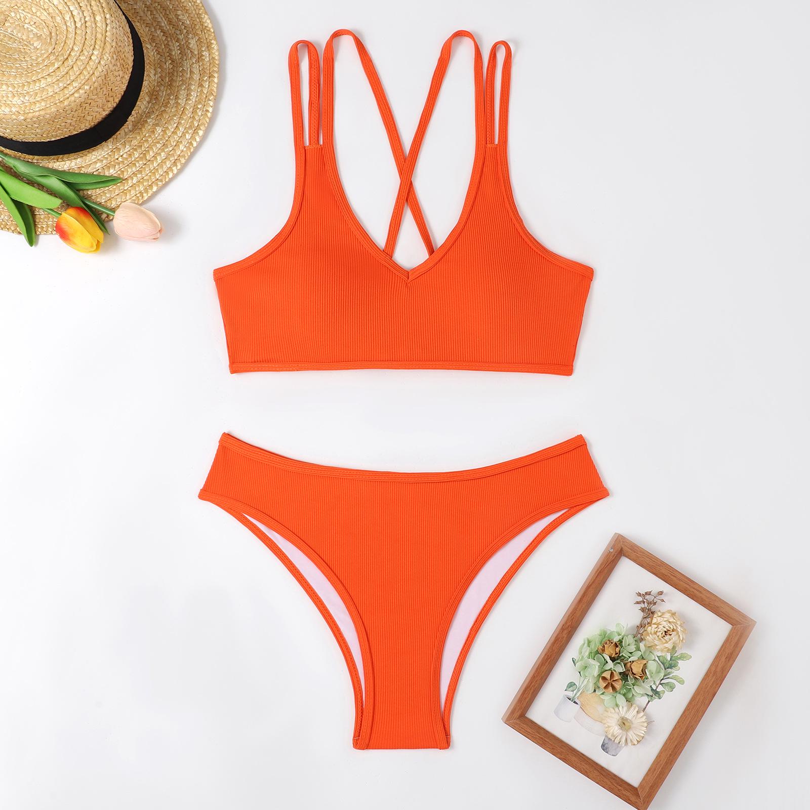 

2024 Купальник-двойка премиум-класса однотонный рубчик Доступен сейчас Small оранжевый