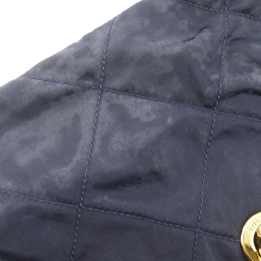 PRADA ChainShoulder Shoulder Bag quilting Navy blue Nylon Women Used