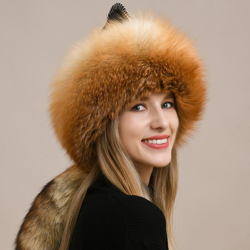 Fox fur hat female male winter northeast ear protection warm genuine leather Mongolian hat ethnic style fur hat female winter