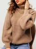 2025 Women's Knit High Neck Sweater - Loose Fit, Thick, Solid Color for Autumn/Winter