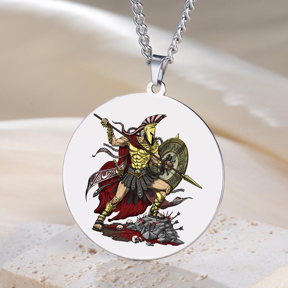Dawapara Ares God of War Necklace Strength Courage Symbol Protection Talisman Ancient Greek Mythology Stainless Steel Jewelry