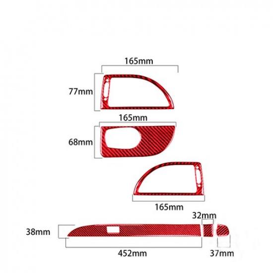 6Pcs For BMW 6Series E63 E64 Red Carbon Fiber Interior Dashboard Kit Cover Trim