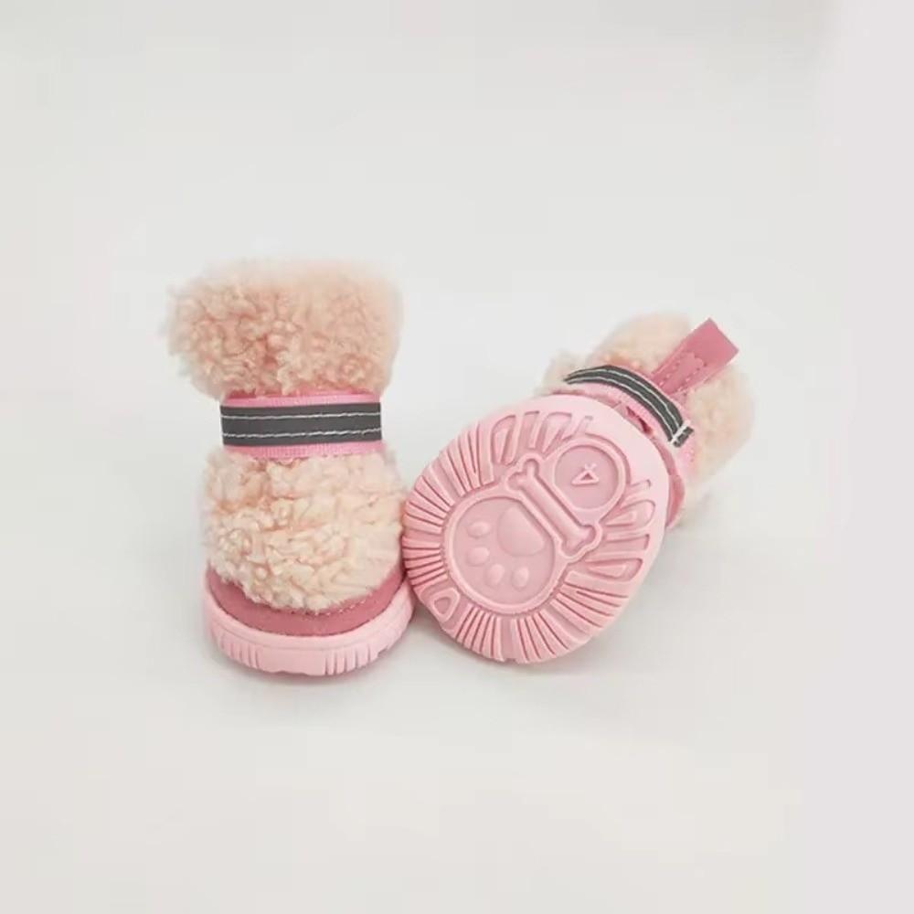 4Pcs Anti-Scratch Dog Shoes Strong Grip Snow Boots Cozy Pet Shoes Small Dog