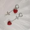 Retro Trendy Nomadic Ethnic Geometric Stereo Heart-Shaped Earrings for Women Asymmetrical Imitation Pearl Earrings Punk Jewelry