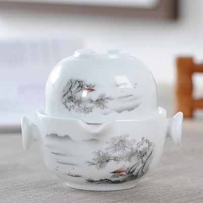 Wysokiej jakości ceramiczny zestaw do herbaty, podróżny zestaw do herbaty, zawiera 1 dzbanek i 1 filiżankę, piękny i łatwy w użyciu czajnik, elegancki zestaw do herbaty kung fu gaiwan
