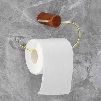 Minimalist Toilet Paper Holder Self Adhesive Wall Mounted Tissue Holder Iron Wood Toilet Paper Holder Bathroom Accessories