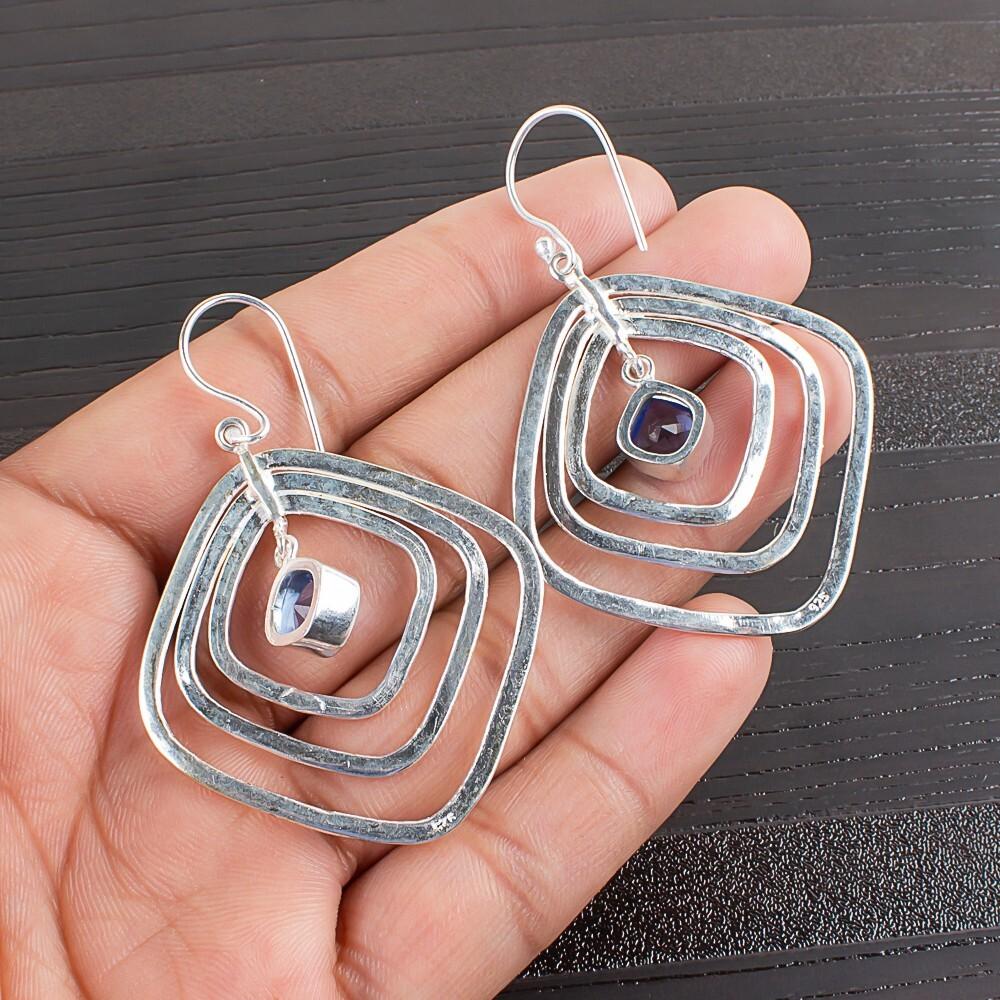 Tanzanite Gemstone 925 Sterling Silver Handmade Jewelry Dangle Earrings 2.44" EE-70-5