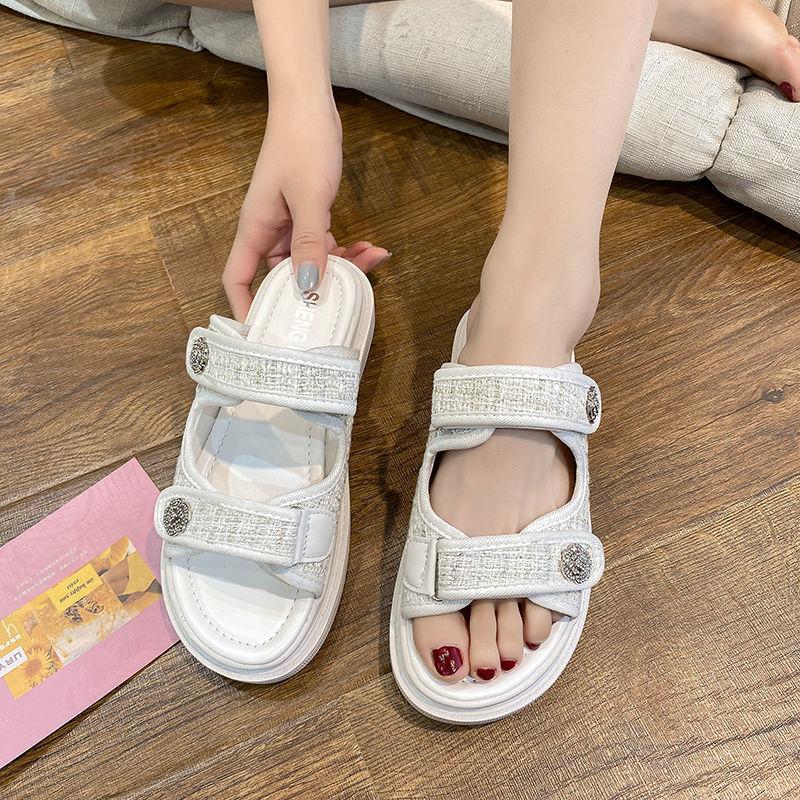 

ПВХ шлепанцы летние пары большого размера уличные модные тапочки женские тапочки на плоской подошве мужские мягкие нескользящие сандалии простая пляжная обувь 43 белый