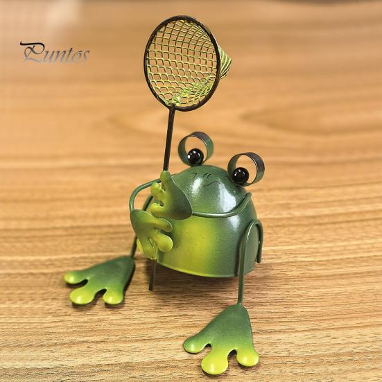 Frog Garden Statue Handmade Iron Frog Ornament Collectible Frog Figurine for Patio Balcony Home Indoor Decor Office Desk