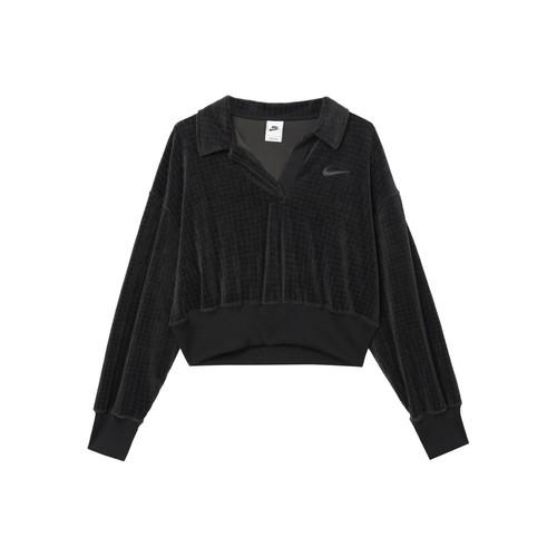 

Nike Solid Color Logo Cropped Long-Sleeve Sweatshirt for Women in Black EU L чорний