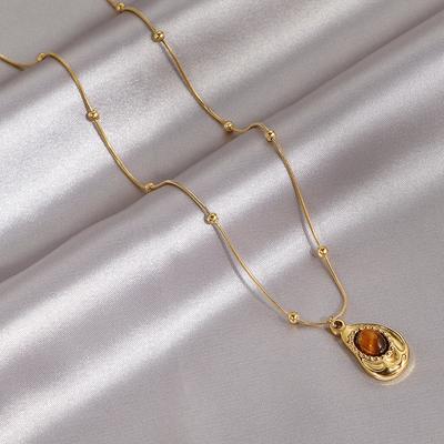 Nový nepravidelný náhrdelník Maillard Tiger Eye s titanovou ocelí pozlacený 18k zlatem, univerzální stylový řetízek na svetr s límcem pro ženy