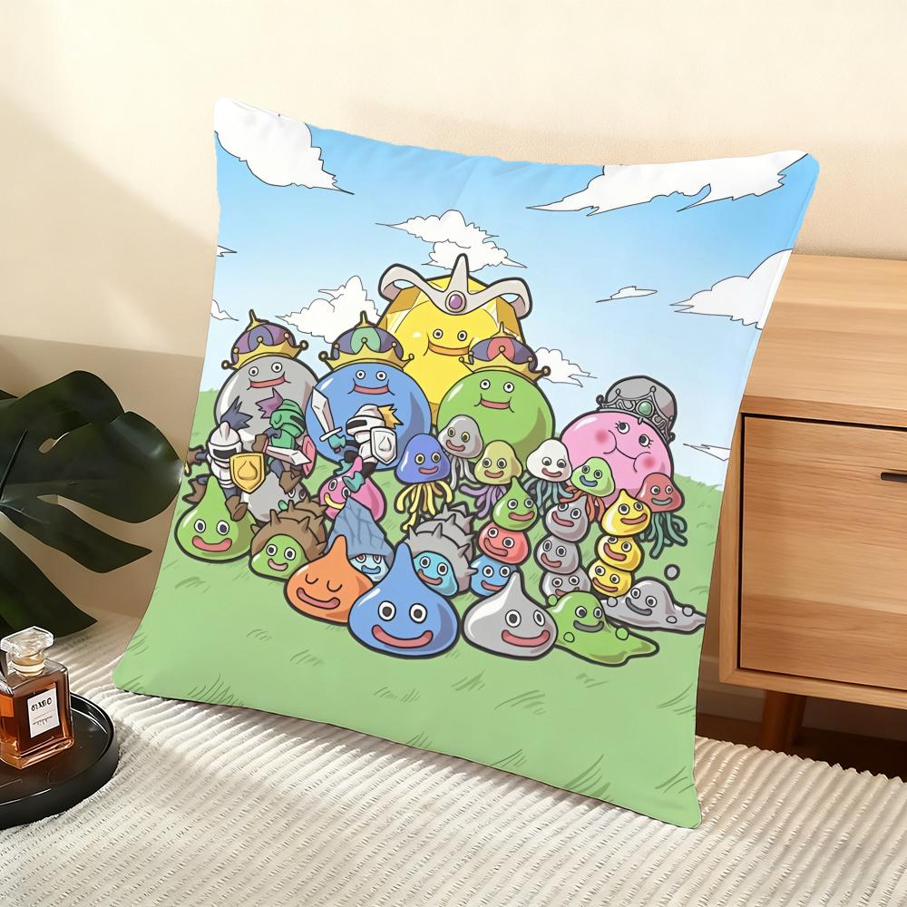 D-Dragon Quest Rocket Slime Cushion Cover Soft Short Plush Pillow Cover Smooth Cozy Texture Aesthetic Cushion Case Home Decor