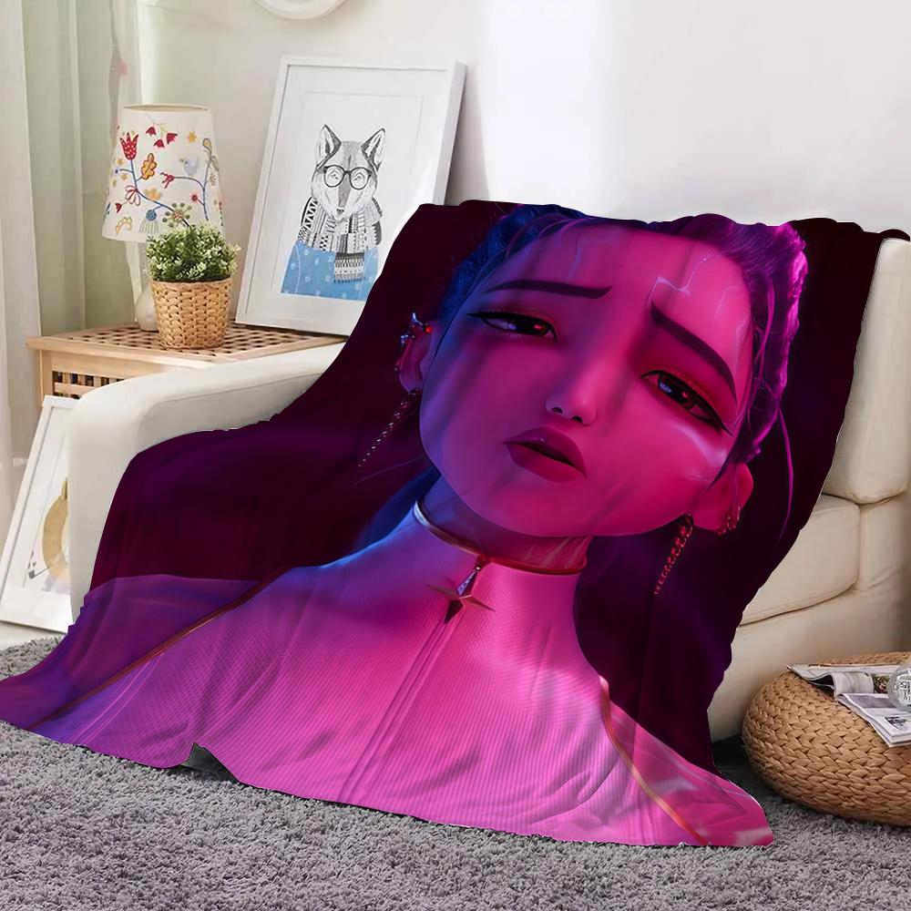 KPop Demon Hunters Anime girl on the blanket: colorful image, dreamy pattern, warm and warm