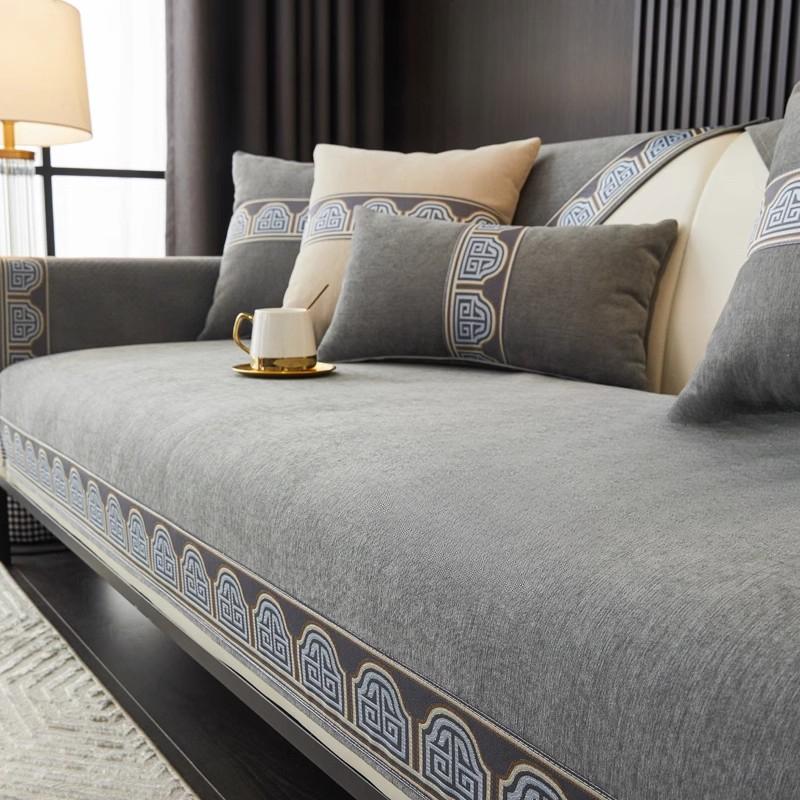 New Chinese Style Anti Slip Sofa Cushion Four Season Universal Chenier Sofa Cover Couch Backrest Armrest Dustproof Cover Towel