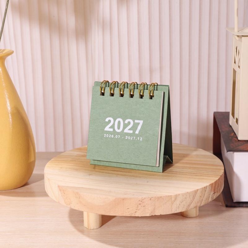 1Pcs 2027 Mini Simple Calendar Small Desk Calendar Creative Coil Calendar Planner Desktop Decoration Office Stationery