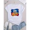 T-shirt Casual da Donna con Stampa Lettere Bandiera Haiti Taglia Europea - Misto Poliestere Lavorato a Maglia, Girocollo, Manica Corta, Tessuto Elasticizzato, Top Versatile per Ogni Stagione