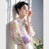 Elegant French-style Beautiful Purple Floral Chiffon Blouse for Women 2025 Blouse