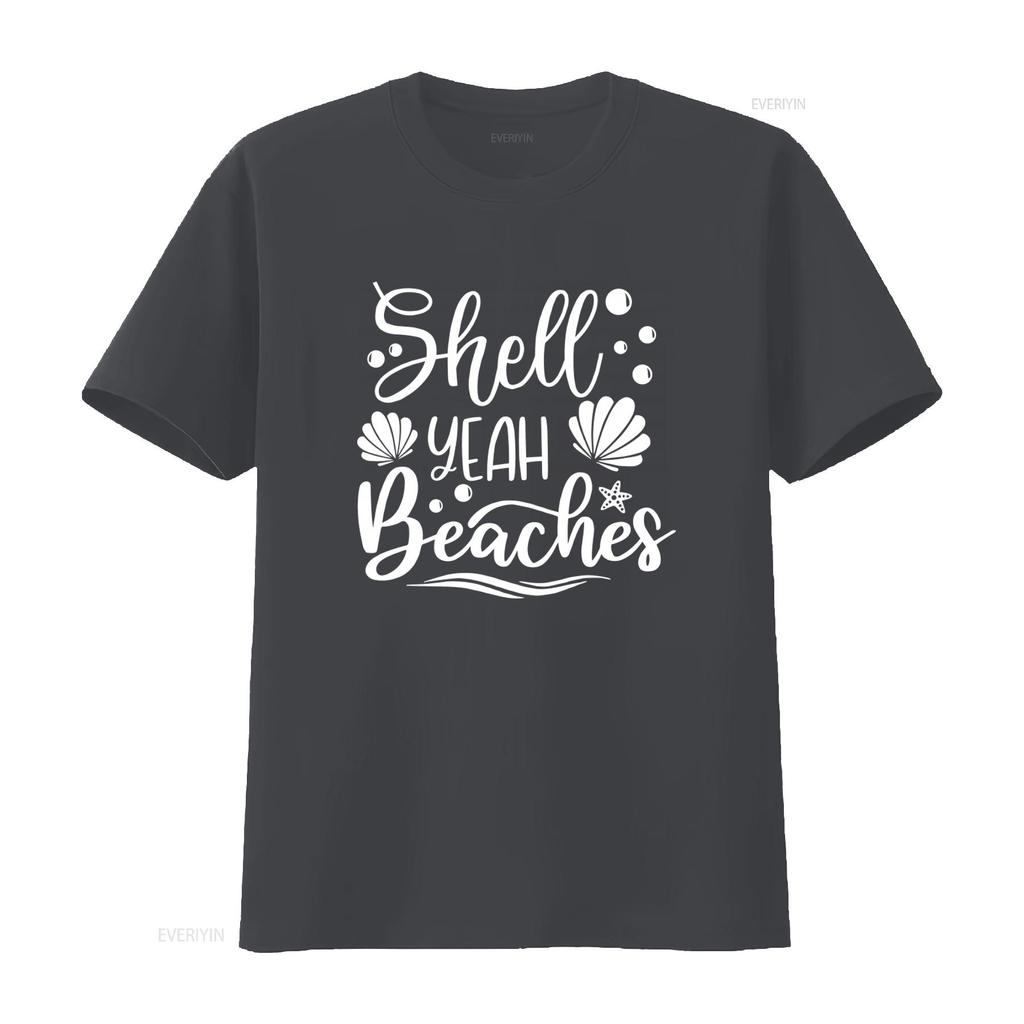 Shell Yeah Beaches T Shirt Seashell Design for Beach Life Summer Vacation Trip Stylish and Comfortable vintage Washed Versatile