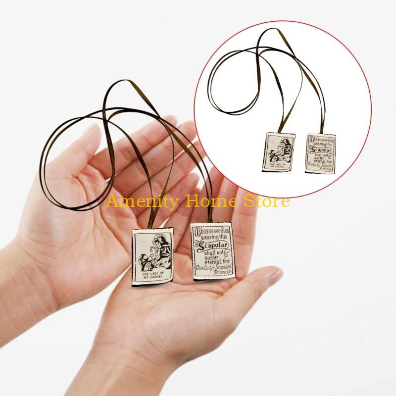 F26C Catholic Scapular Embroidered Scapular Our Lady of Mount Carmel Devotional Rosary Catholic Garment Accessories