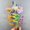 26cm Glitter Love Heart Straw Plastic Helical Drinking Tube Reusable Eco Straws Birthday Wedding Party Beverage Decoration