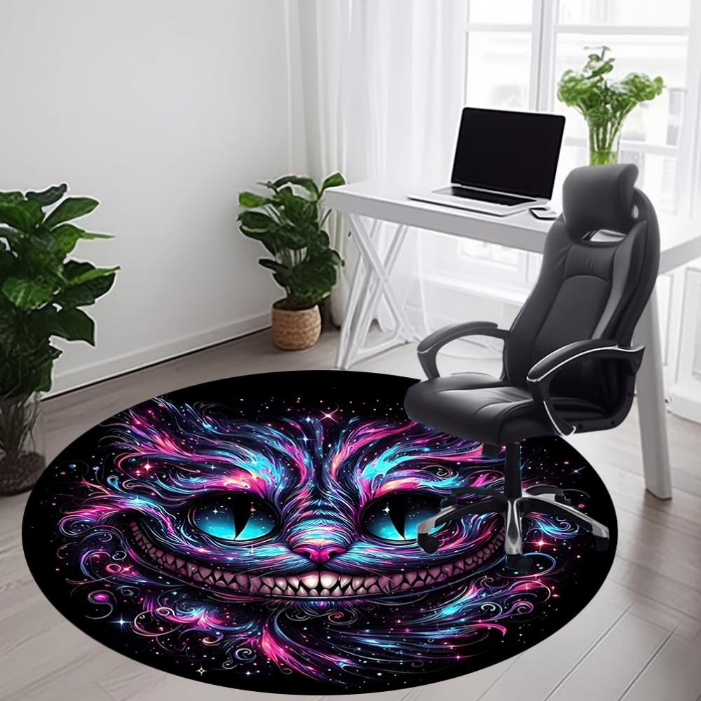 1pc Galaxy Cat Office Round Area Rug, Under Office Chairs Bedroom Living Room Home Decor, Room Deco, Available in Various Sizes